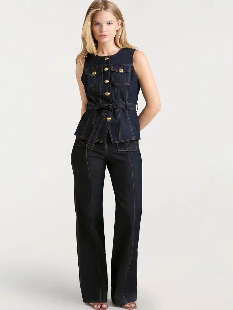 Belted Denim Vest