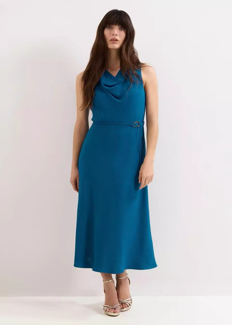 Cowl-Neck Midi Dress