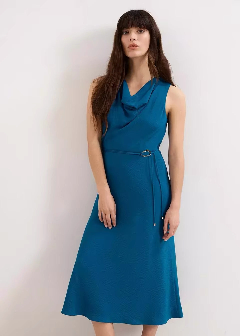Cowl-Neck Midi Dress