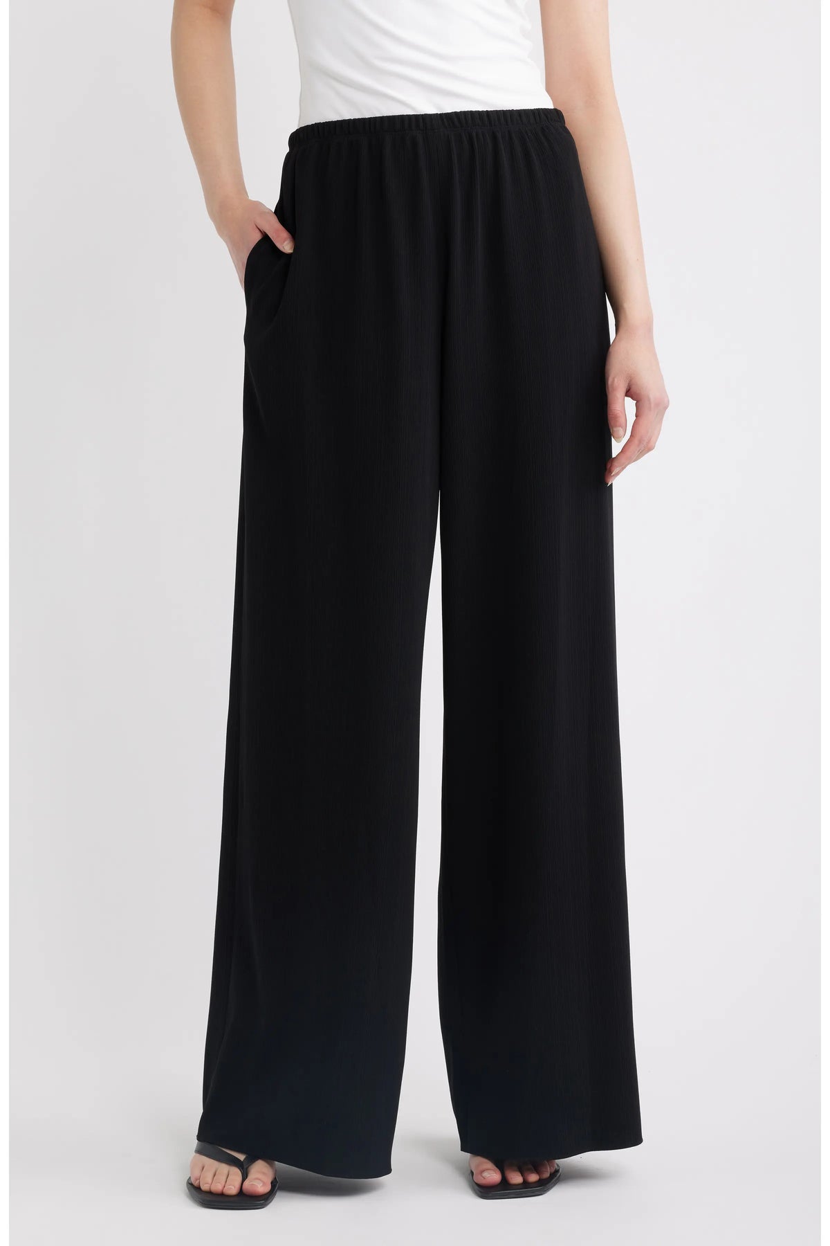 Satin Crepe Pull-Up Pants