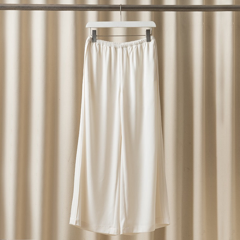 Satin Crepe Pull-Up Pants