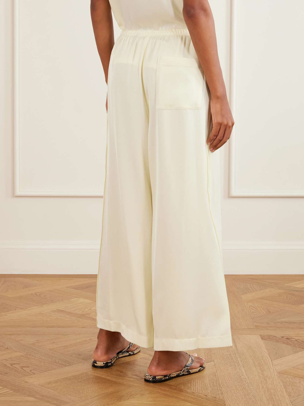 Satin Crepe Pull-Up Pants