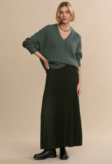 Pleated Midi Skirt