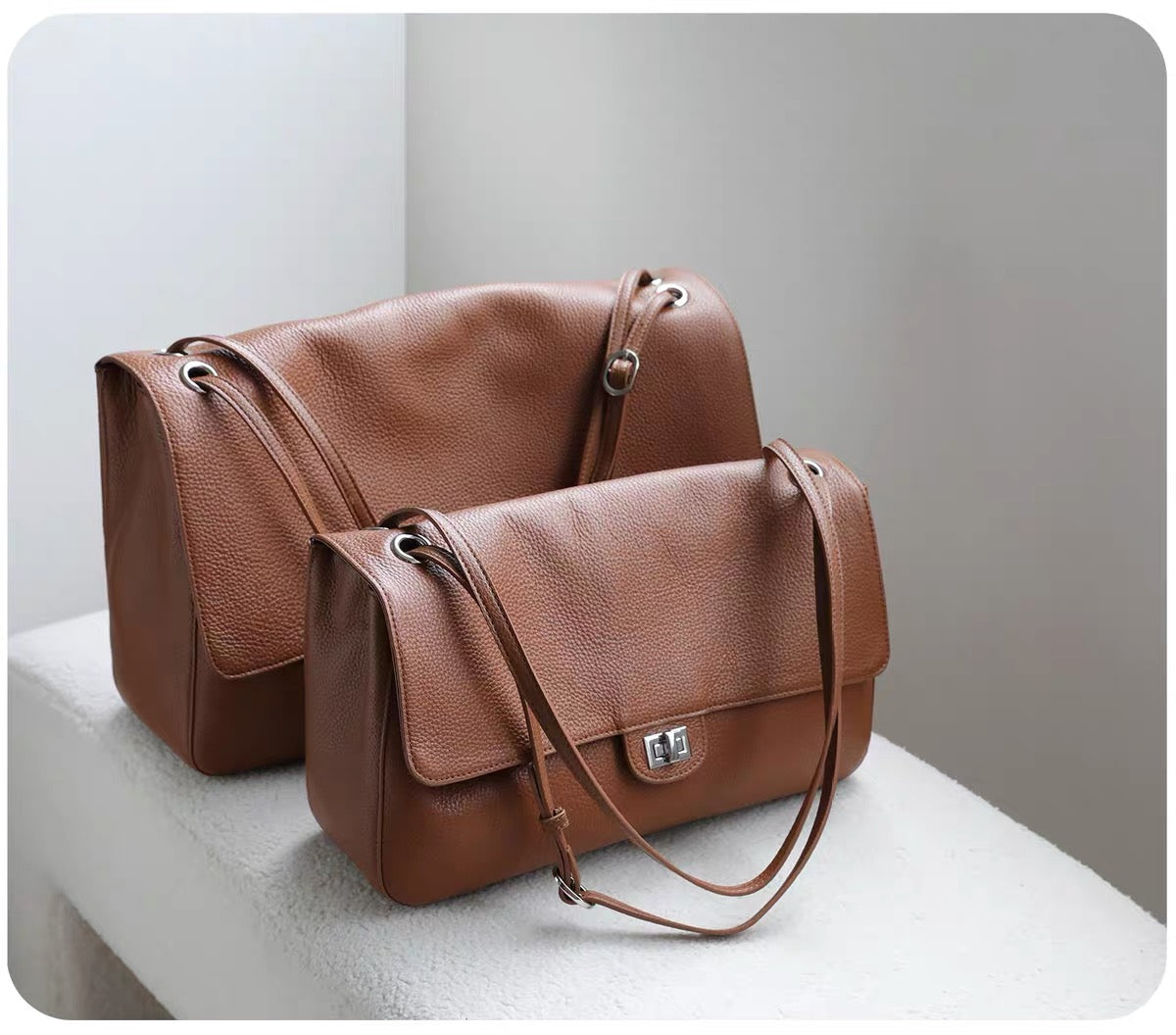 Leather Fold-Over Flap Bag