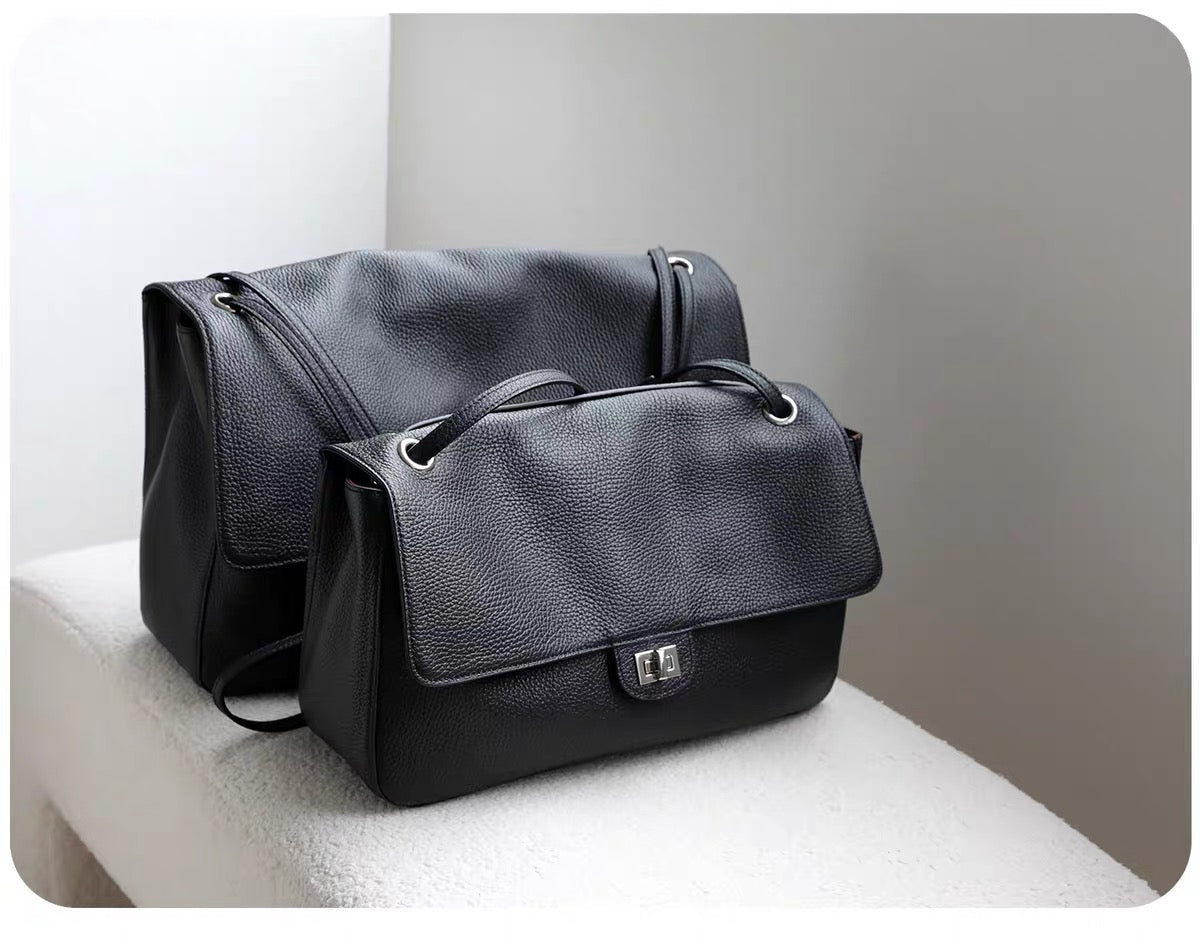 Leather Fold-Over Flap Bag