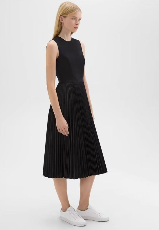 Cotton Pleated Midi Dress