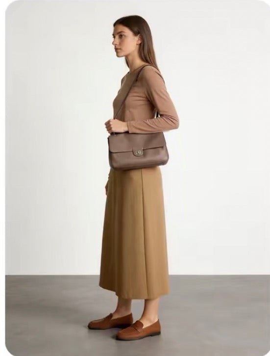 Leather Fold-Over Flap Bag
