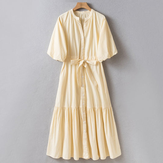 Cotton Striped Midi Dress