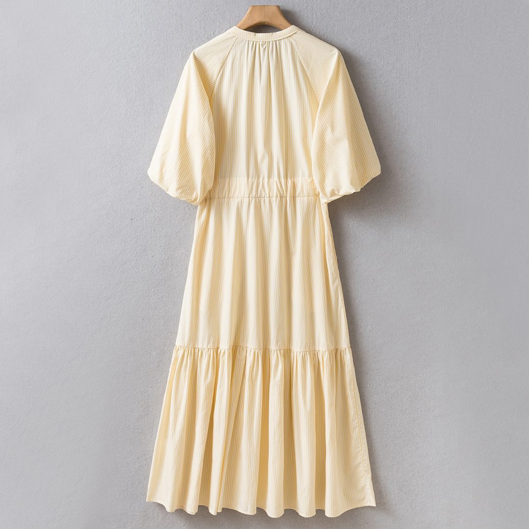 Cotton Striped Midi Dress