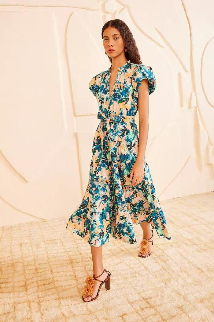 Cotton Tiered Midi Dress