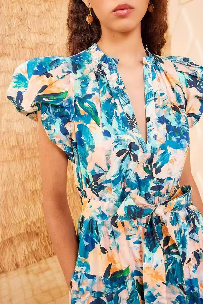 Cotton Tiered Midi Dress