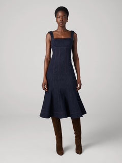 Denim Corset Midi Dress