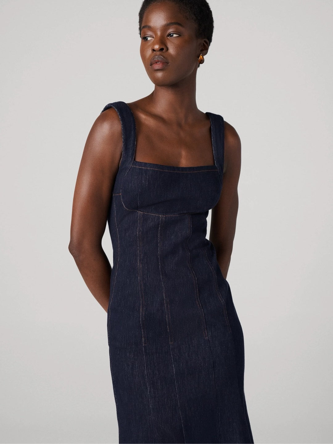 Denim Corset Midi Dress