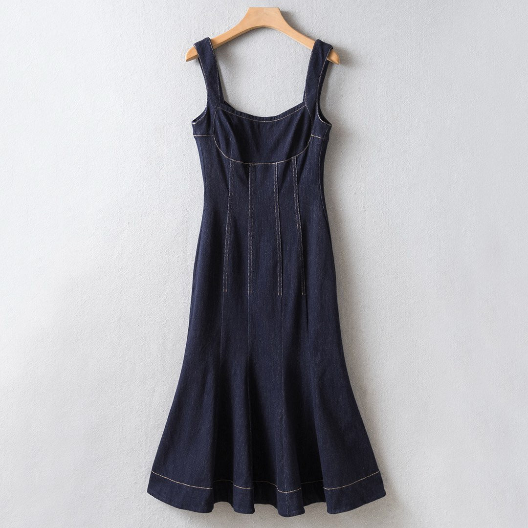Denim Corset Midi Dress