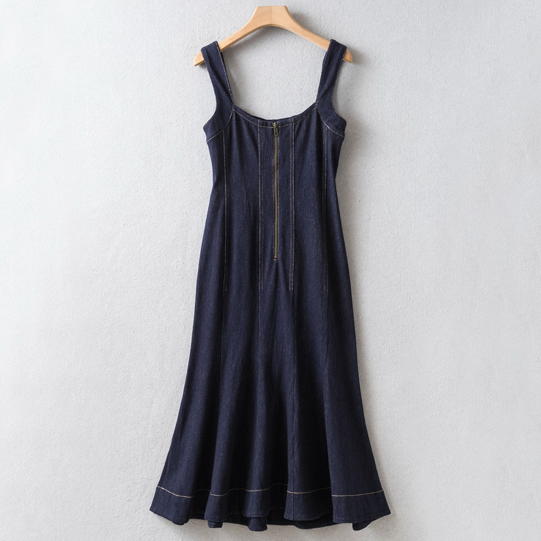 Denim Corset Midi Dress
