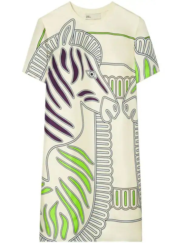 Silk Front T-Shirt Back Dress