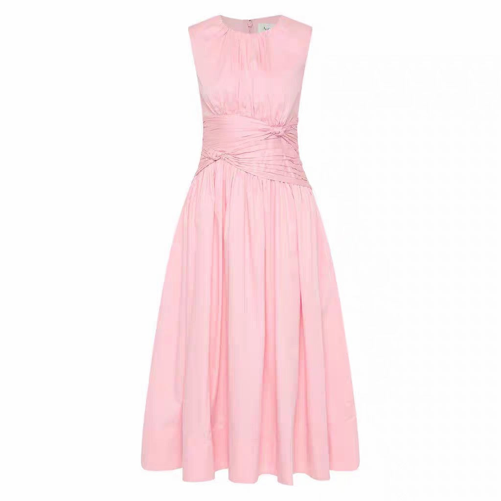 Cotton Knotted Waist Midi Dress