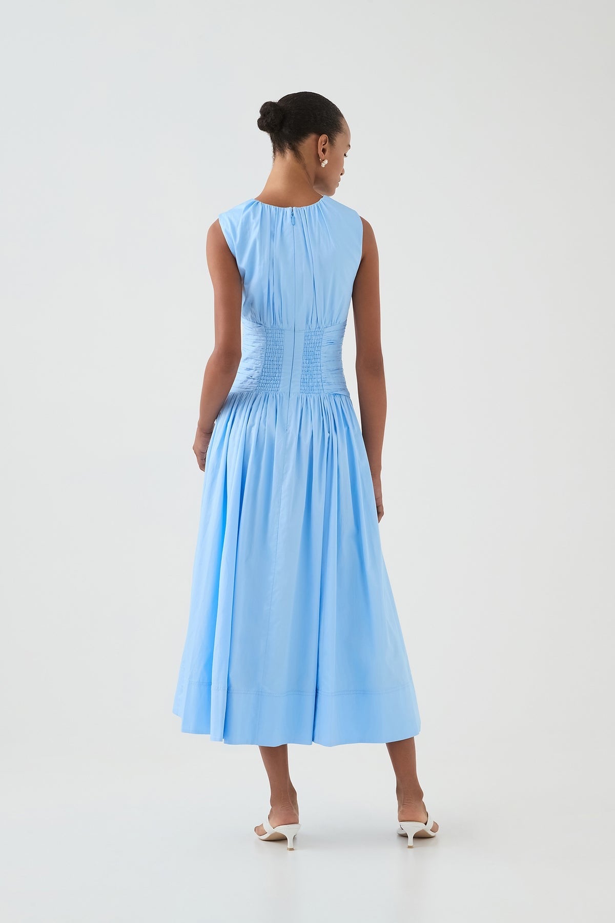 Cotton Knotted Waist Midi Dress