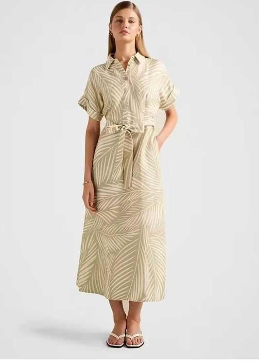 Linen 'Fern' Midi Dress