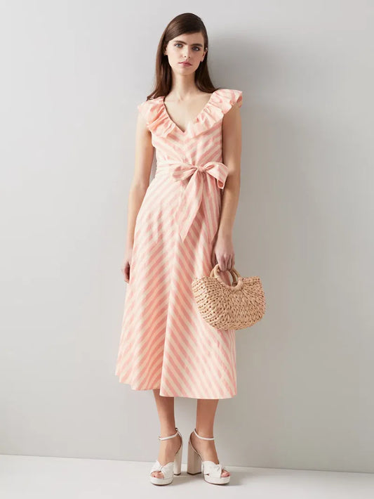Stripe Cotton Midi Dress