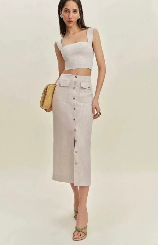 Linen Midi Skirt