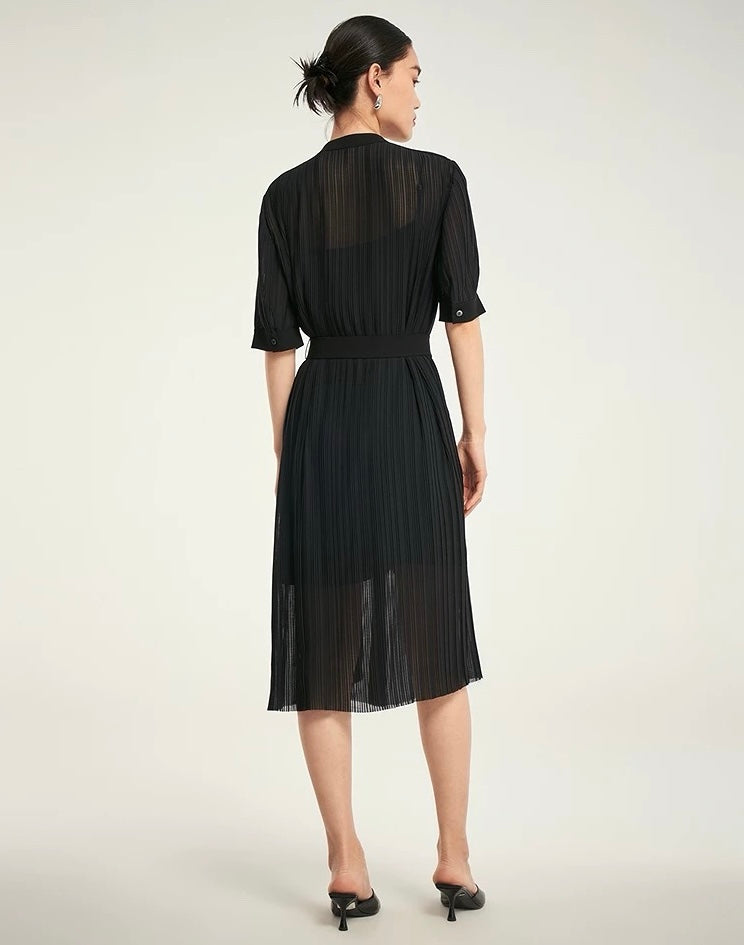 Belted Pleated Dress