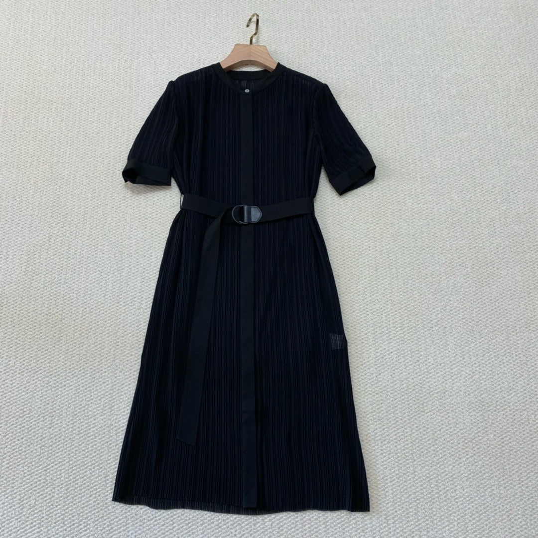 Belted Pleated Dress
