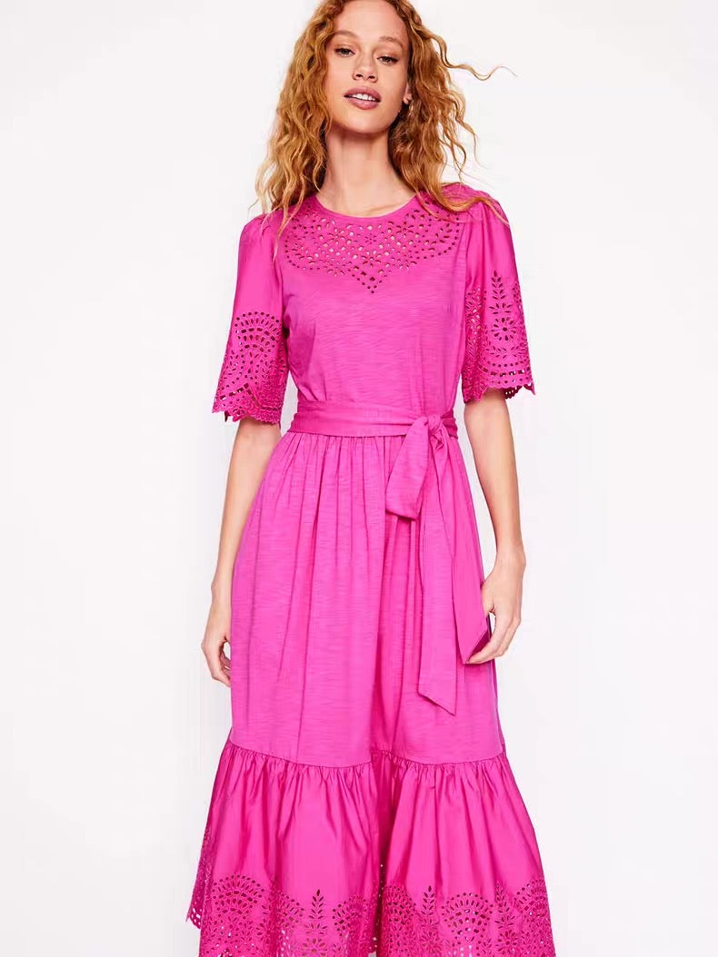 Cotton Jersey Eyelet Dress