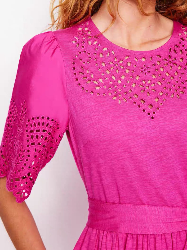 Cotton Jersey Eyelet Dress