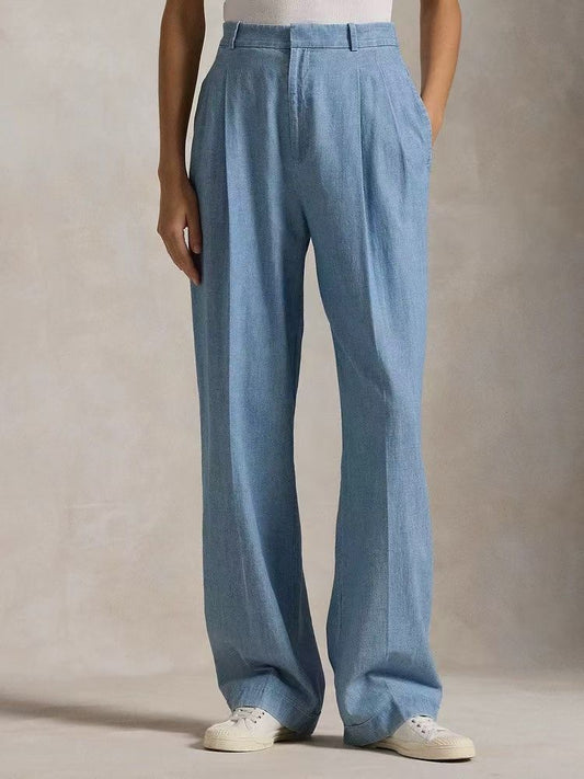 Cotton Twill Hight-Waist Pants
