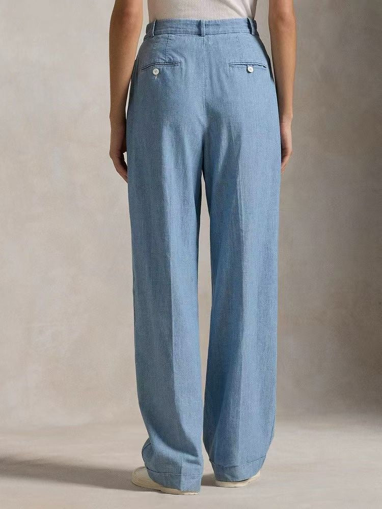 Cotton Twill Hight-Waist Pants