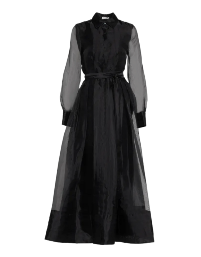 Organza Belted Midi Dress