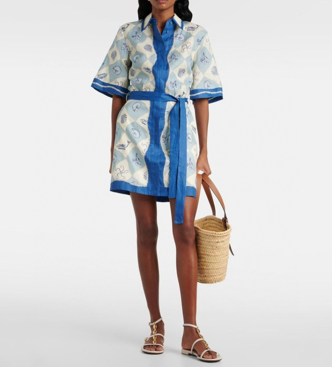Linen Shirt Short Dress