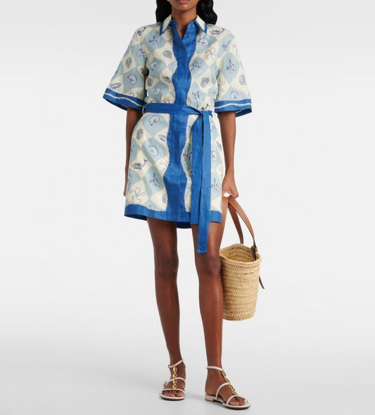 Linen Shirt Short Dress