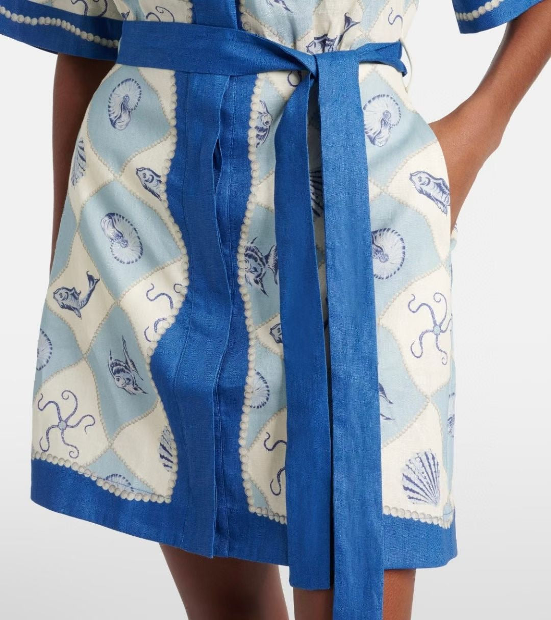 Linen Shirt Short Dress