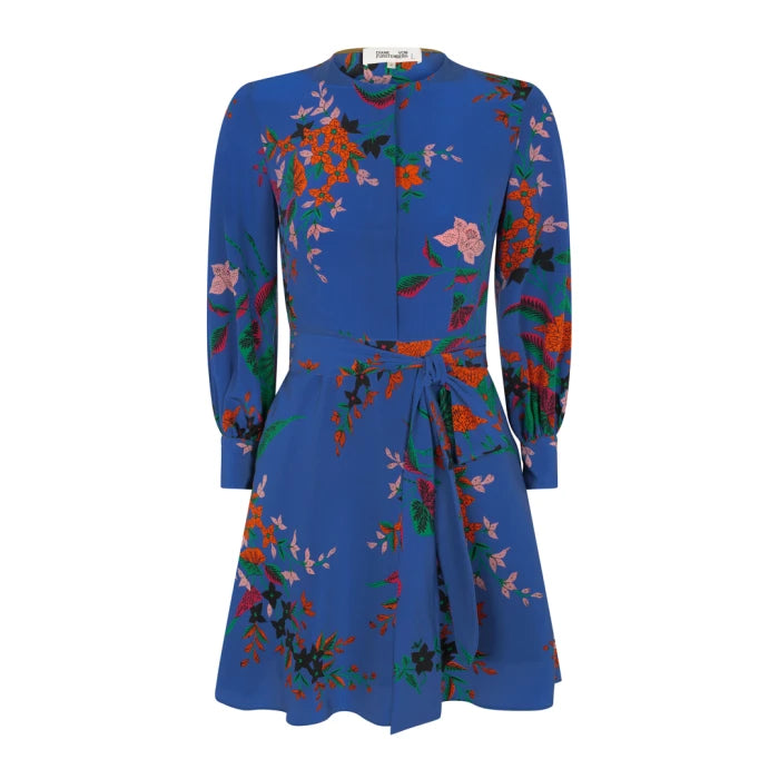 Silk Tie-Waist Short Dress