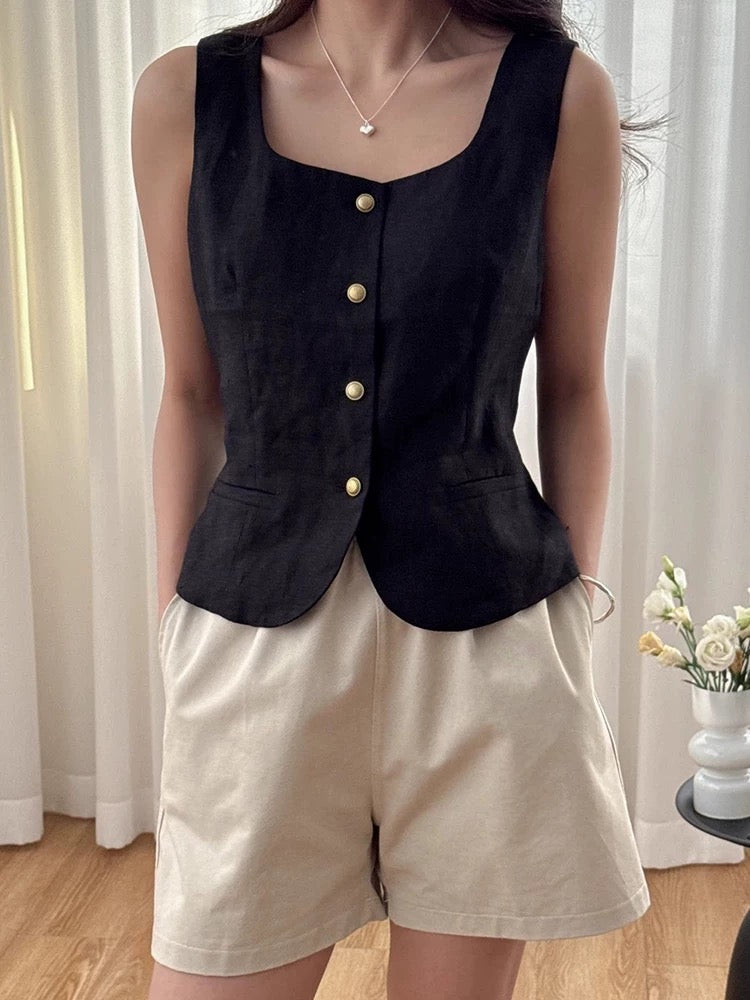 Cotton Linen Vest Top