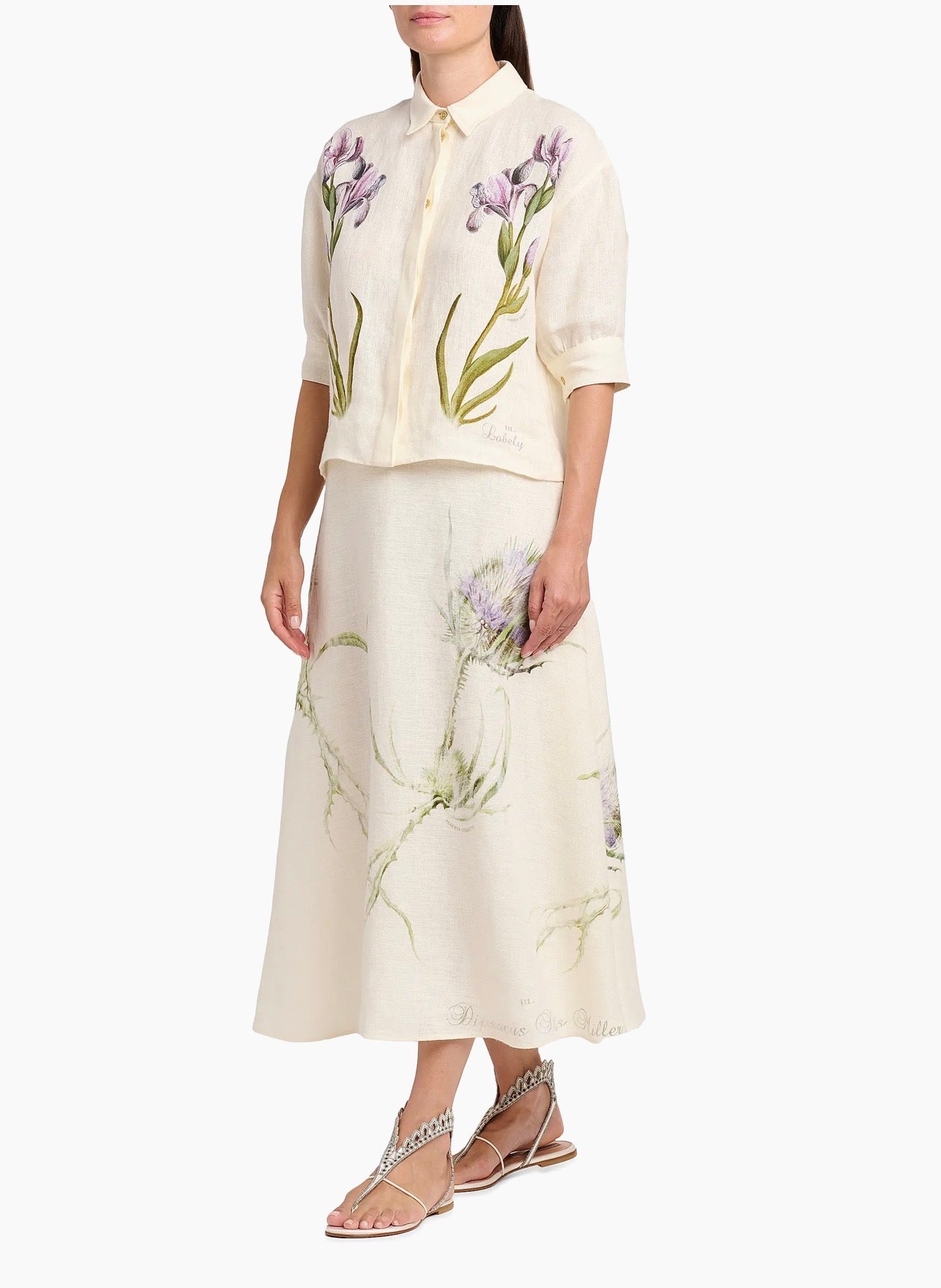Linen Printed Midi Skirt
