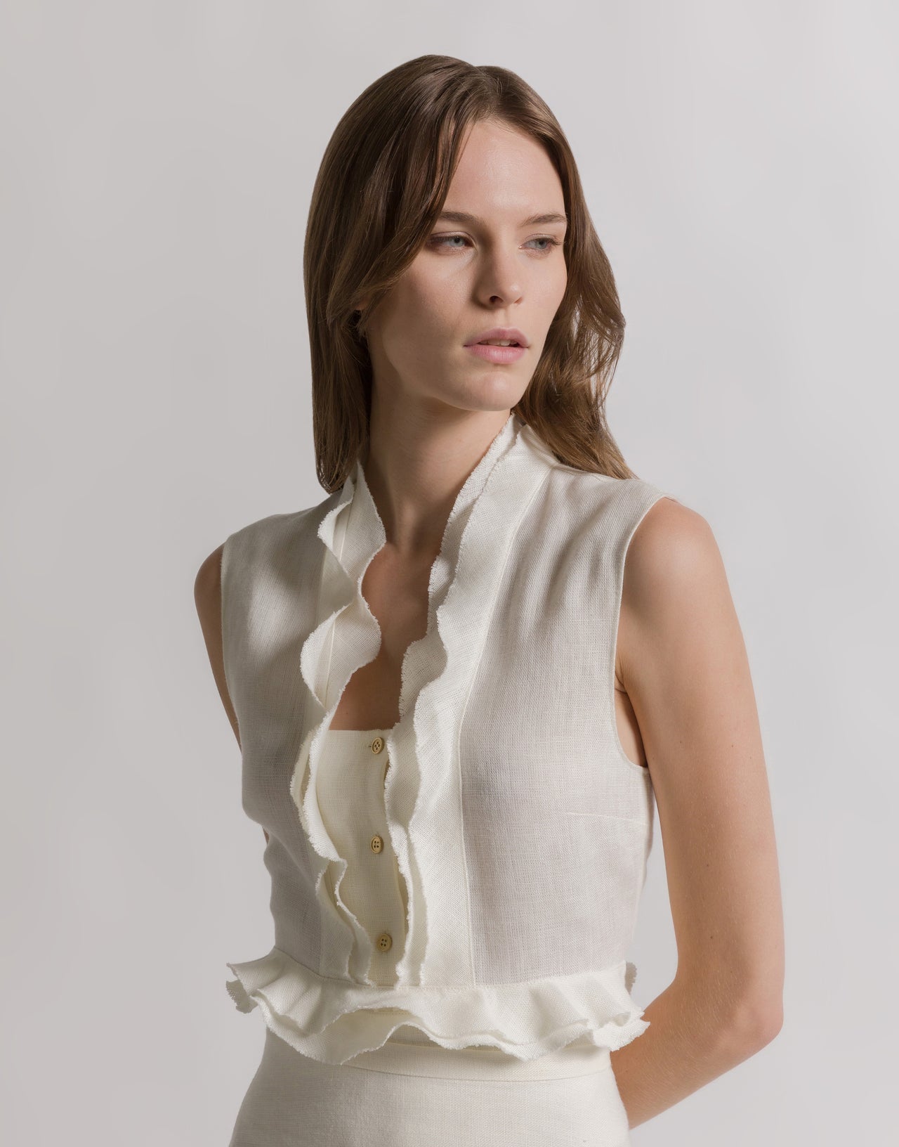Linen Ruffle Top