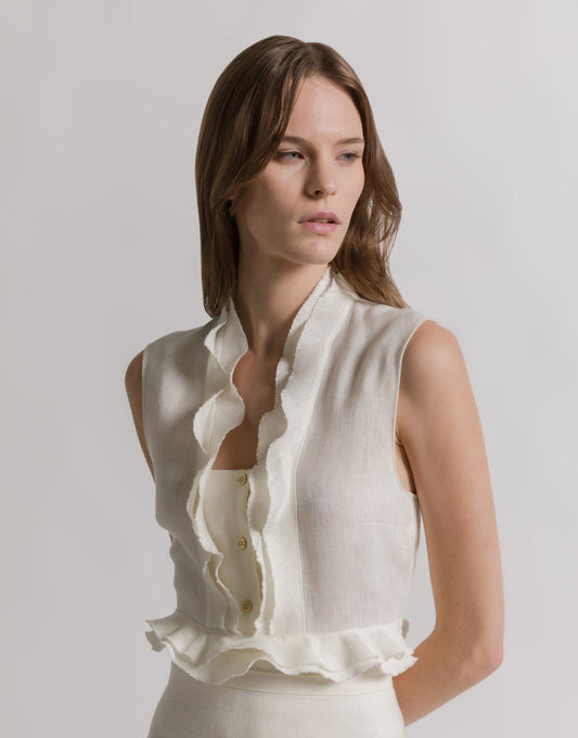 Linen Ruffle Top