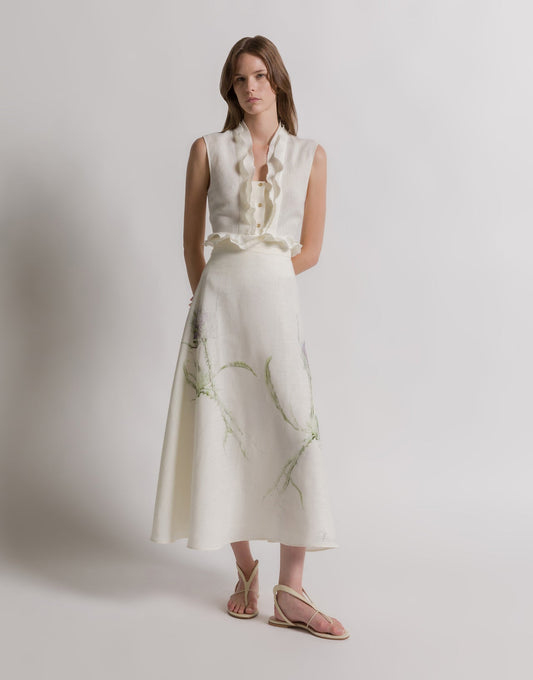 Linen Ruffle Top