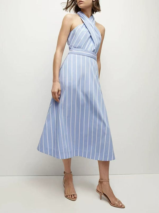 Cotton Striped Midi Dress