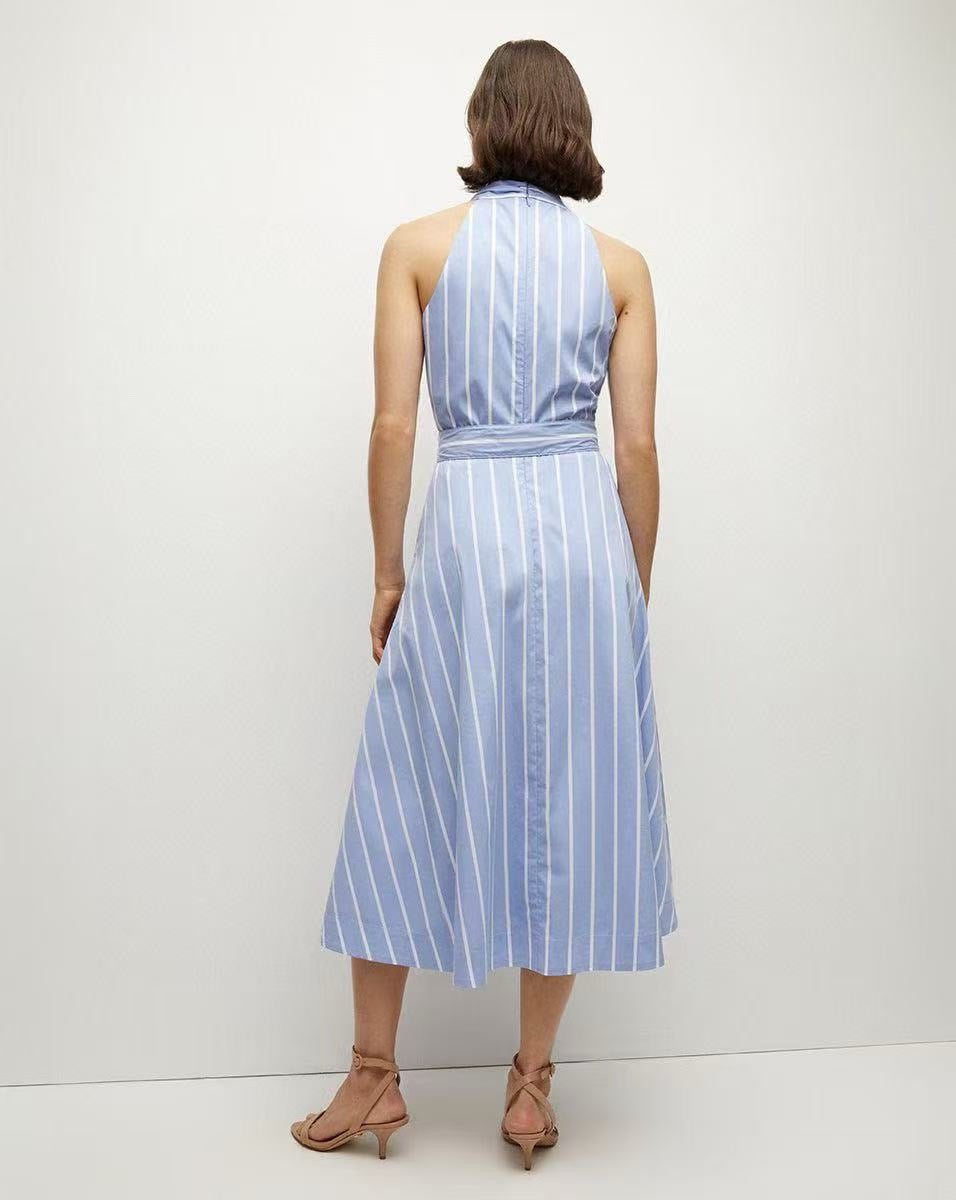 Cotton Striped Midi Dress