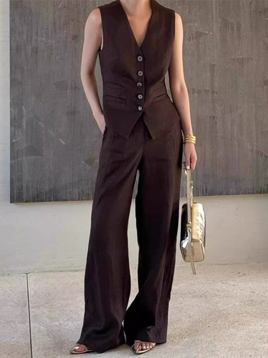 Cotton MIxed Vest+Pants Set