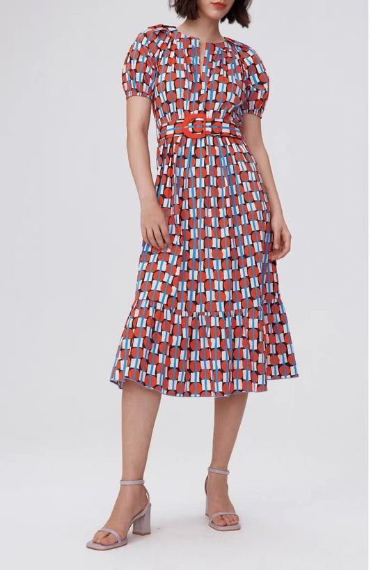 Cotton Belted Midi Dress