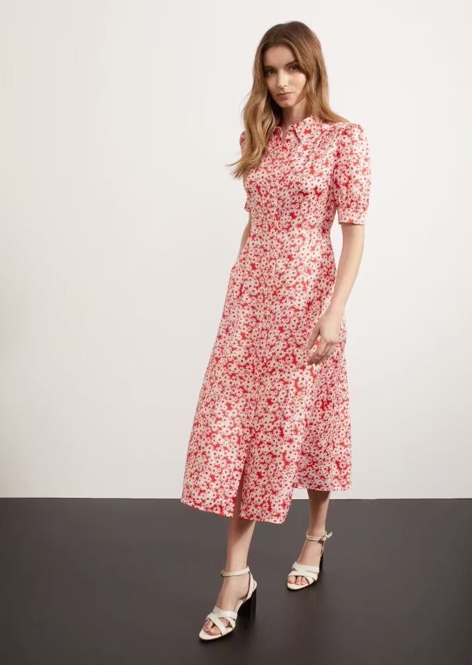 Sateen Shirt Midi Dress