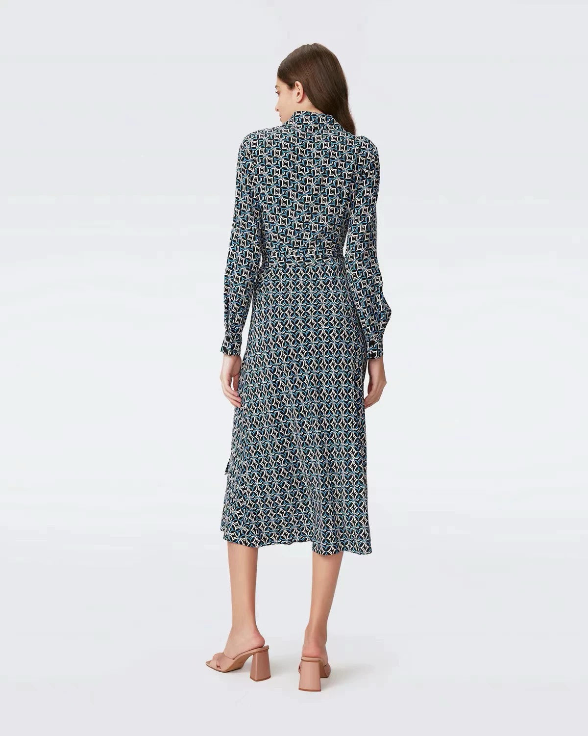 Crepe Wrap Shirt Midi Dress