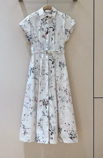 Cotton Printed Belted Dress