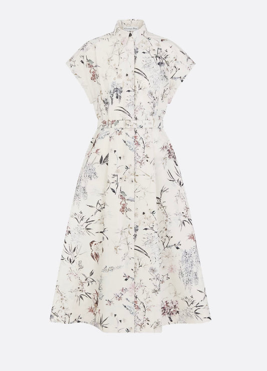 Cotton Printed Belted Dress