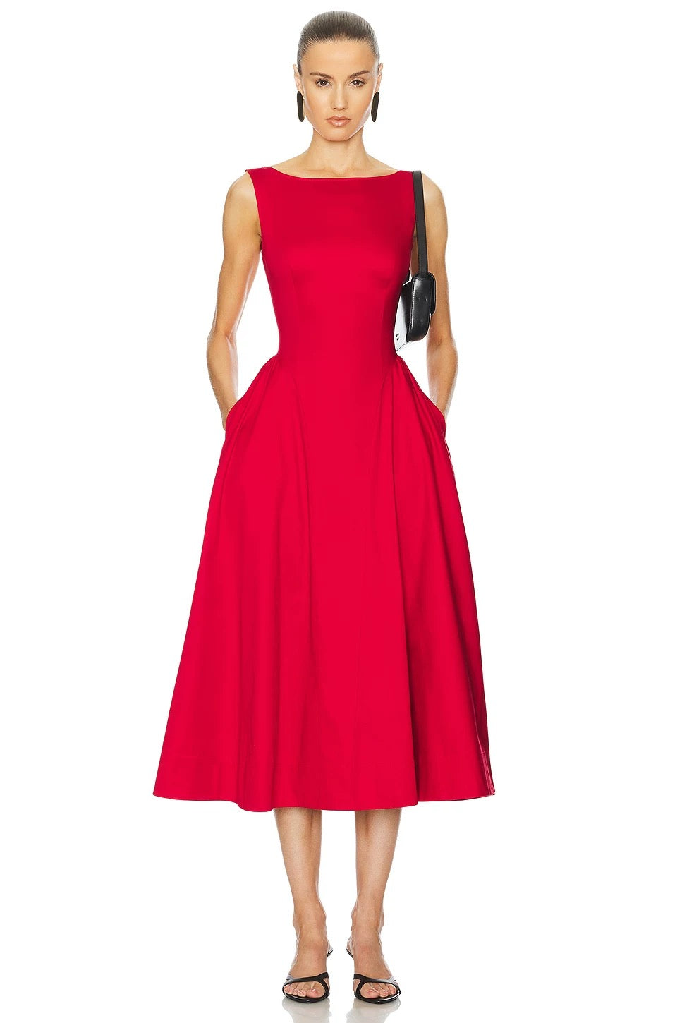 Cotton Sateen Spandex Midi Dress